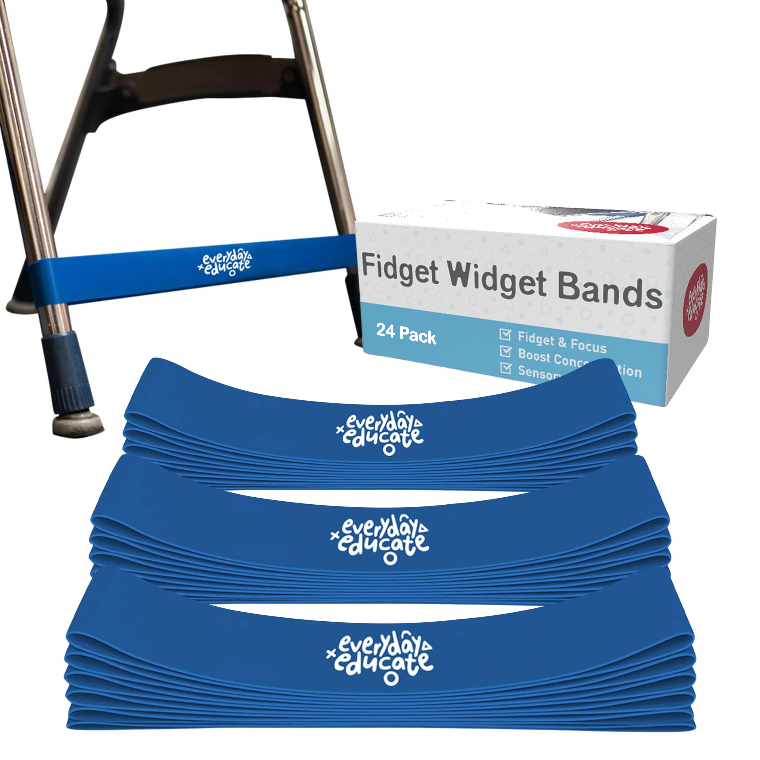 Chair Bands with Fidgety Feet – 24 Pack Anti Slip Chair Bands for Classroom Chairs, Feety Bands, Sensory Flexible Bands, ADHD Chair Bands for kids -