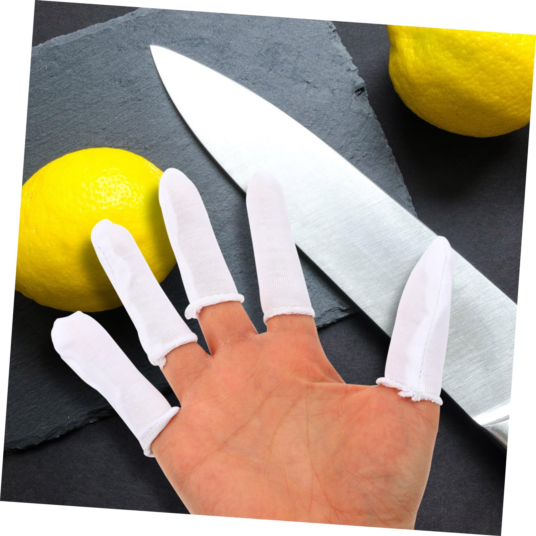 FOMIYES 60pcs Pure Cotton Finger Cots Finger Protectors Finger Cut Protection Sleeves Finger Sleeves Reusable Finger Cots Thumb Protector Reusable Finger Covers Finger Protection Cots