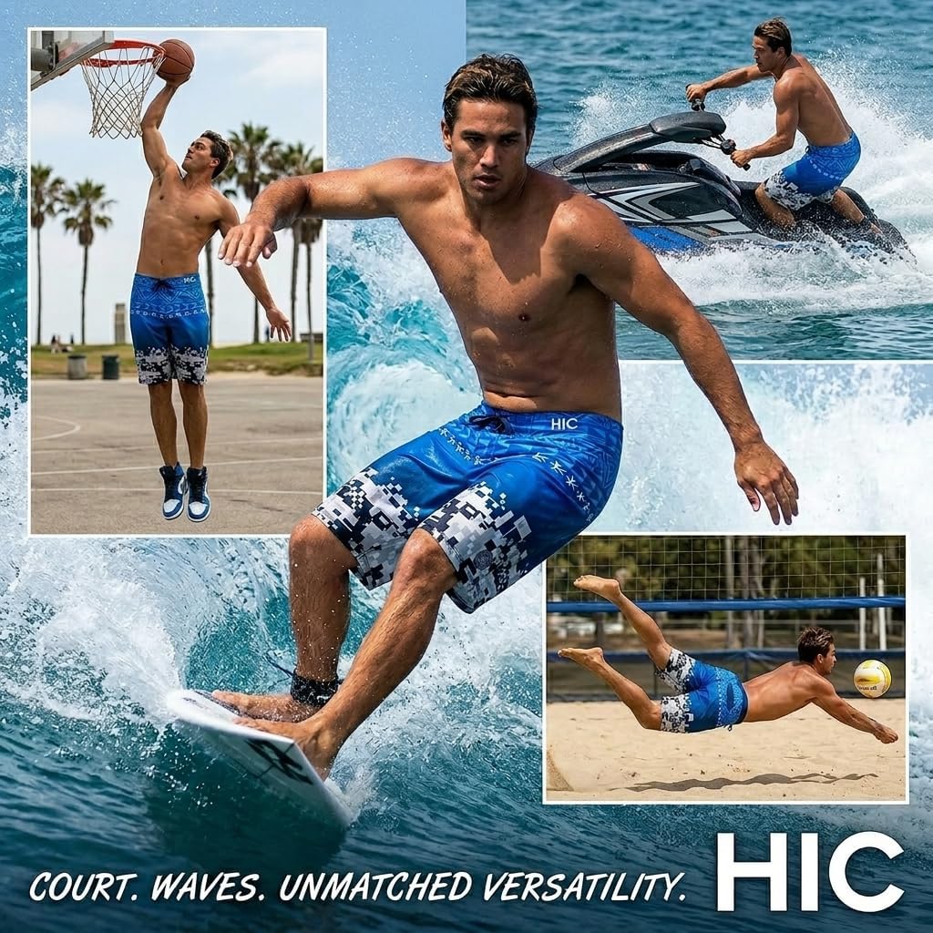 Hawaiian Island Creations (HIC) 20" Digital Coast 8 Way Stretch Boardshorts