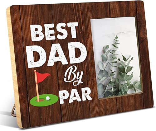 NGAEAK Regalos de golf para papá de parte de hija e hijo, marco de fotos rústico de madera para papá, regalos de golf para papá, cumpleaños,