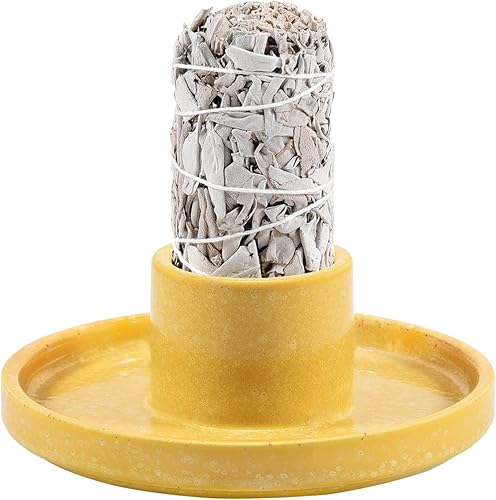 Soporte para incienso de salvia blanca, soporte de Palo Santo, cuenco de cerámica para manchas de salvia blanca, placa para difuminar para velas,