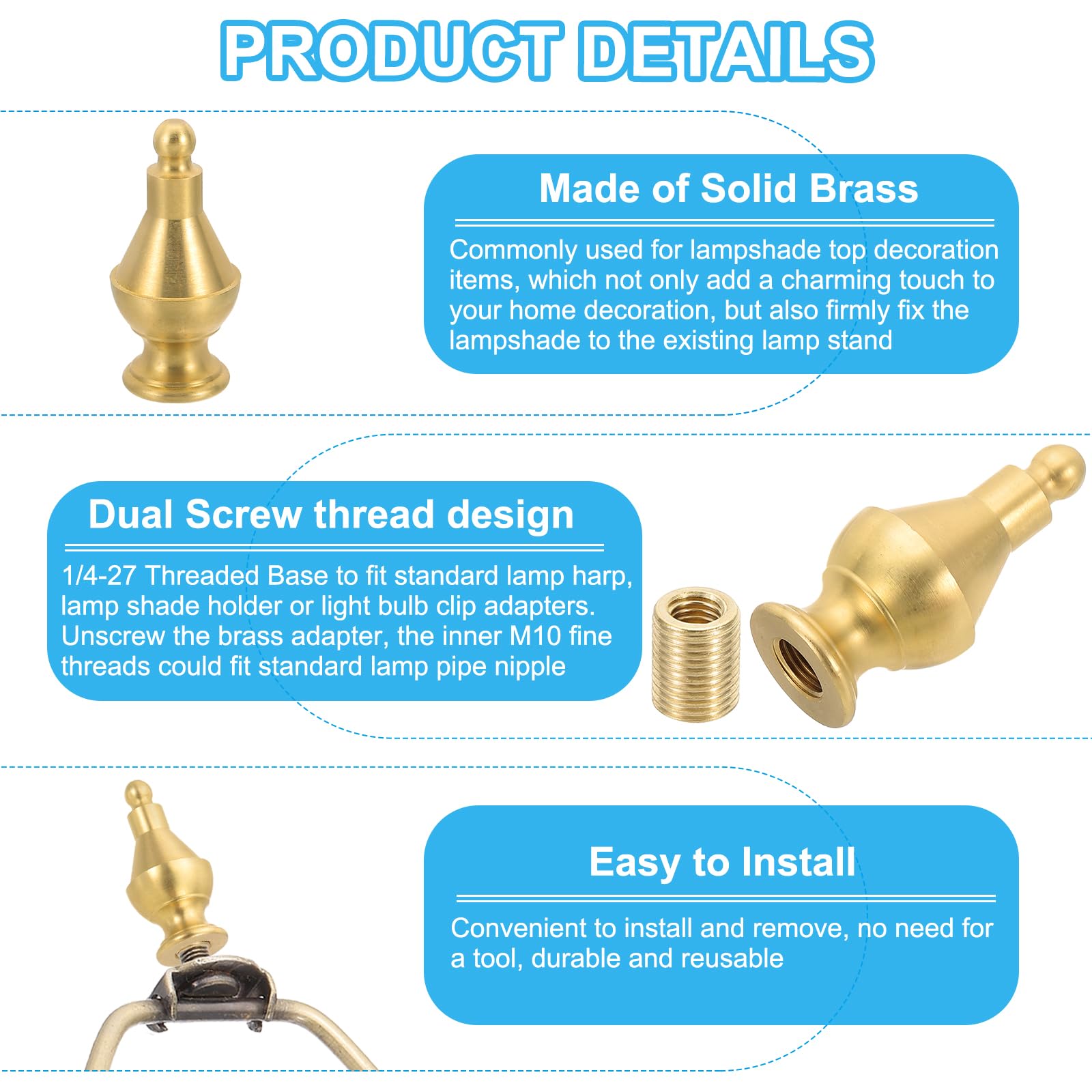 PATIKIL 24.5 x 52mm Lamp Finials Caps Knob - Image 4