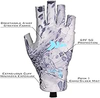 Vista 3 de KastKing Sol Armis - Guantes de protección solar UPF50+, guantes de pesca, protección UV, protección solar para exteriores, kayak, remar A: Silver