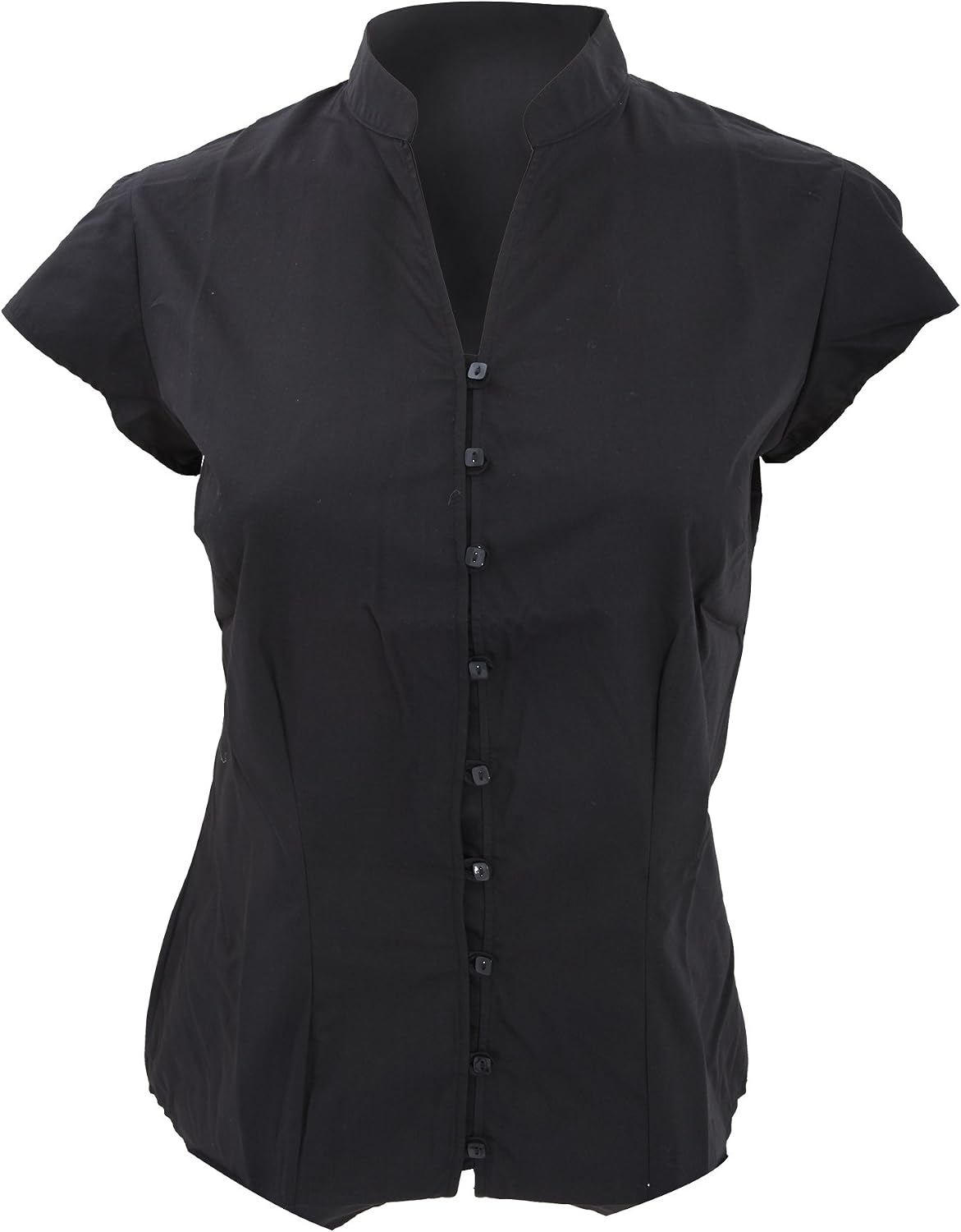 Kustom Kit Ladies Continental Blouse Mandarin Collar Cap Sleeve (10 US) (White) image 2