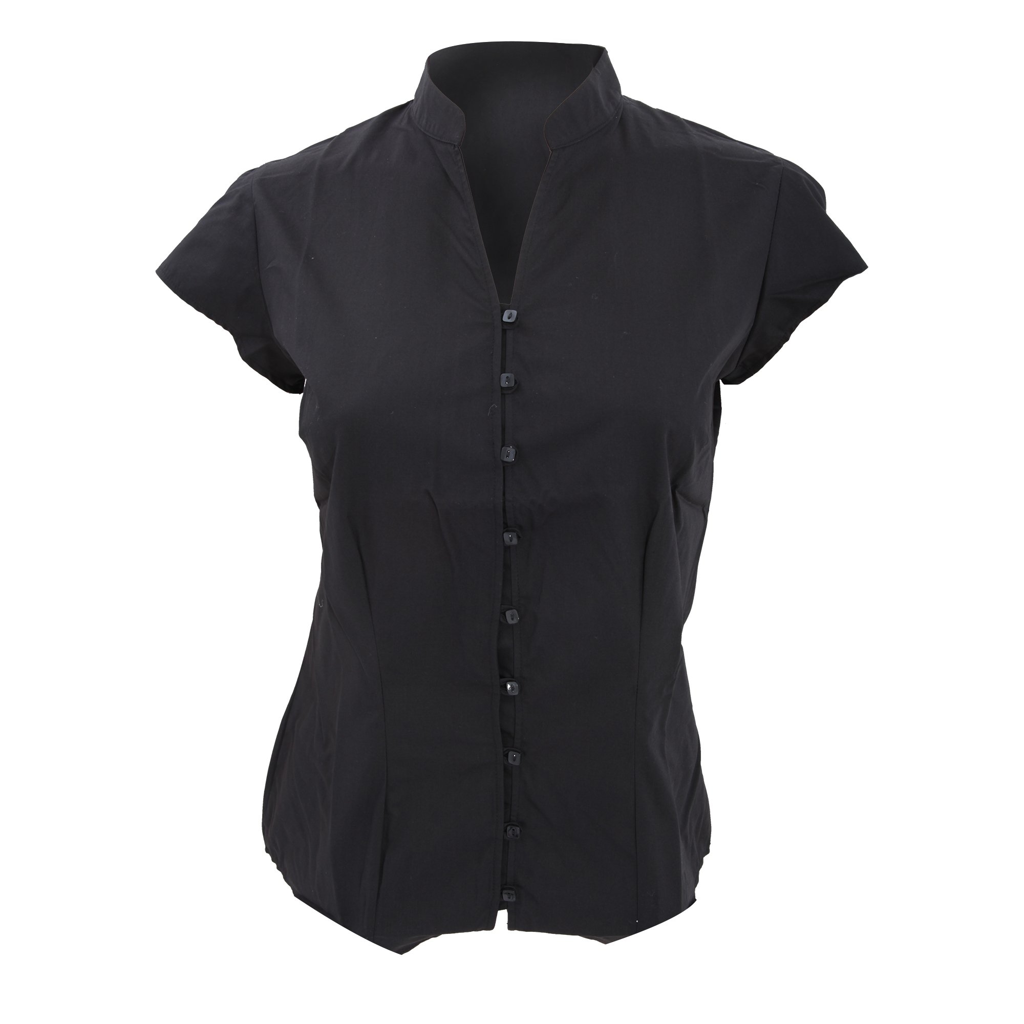 Kustom KitLadies Continental Blouse Mandarin Collar Cap Sleeve