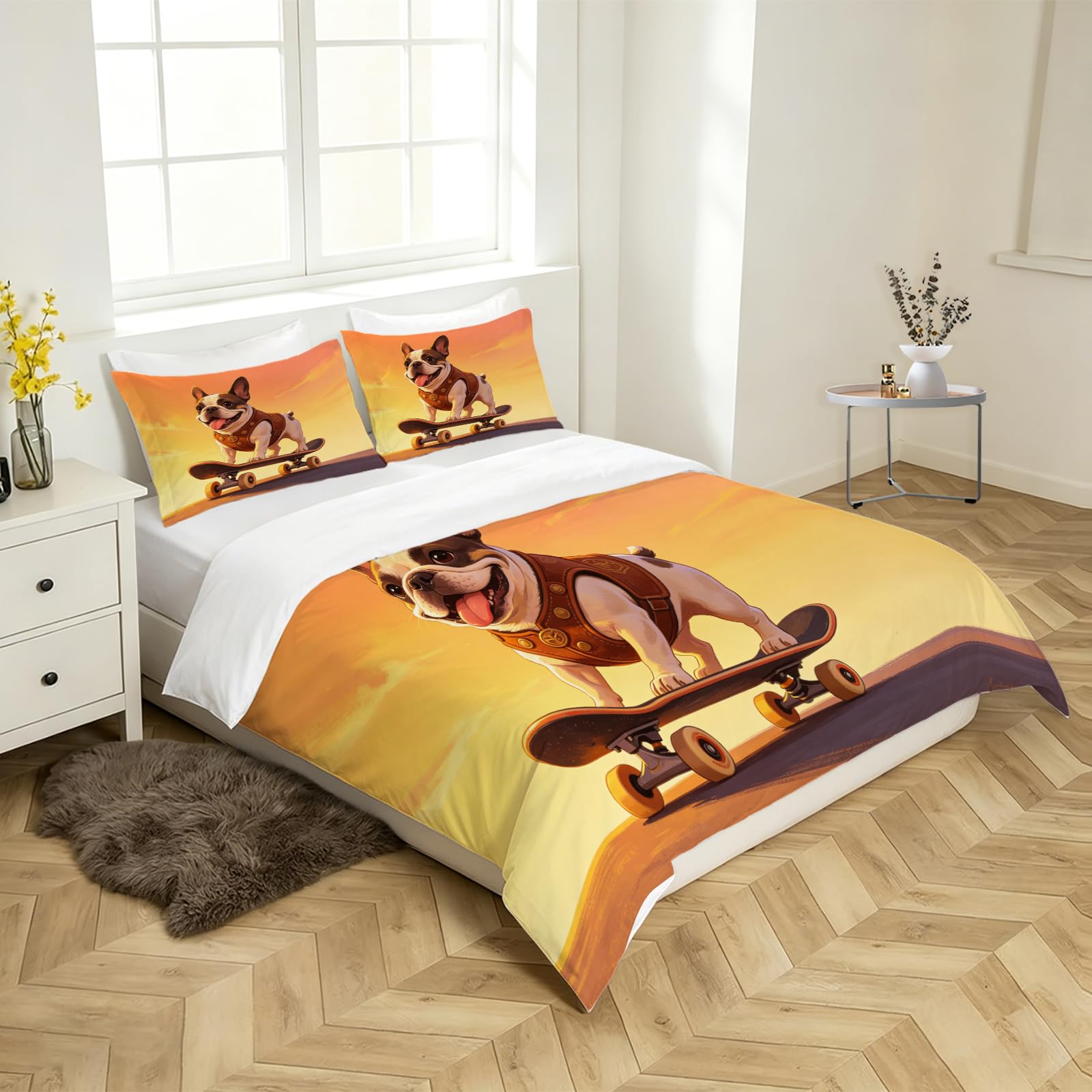 Funda Nordica Cama 135/150 Pug 3D Ropa de Cama 220x240 Funda Nórdica 3 Piezas Animales Adorables Funda de Edredon de Suave con Cremallera y 2 Fundas de Almohada J.329