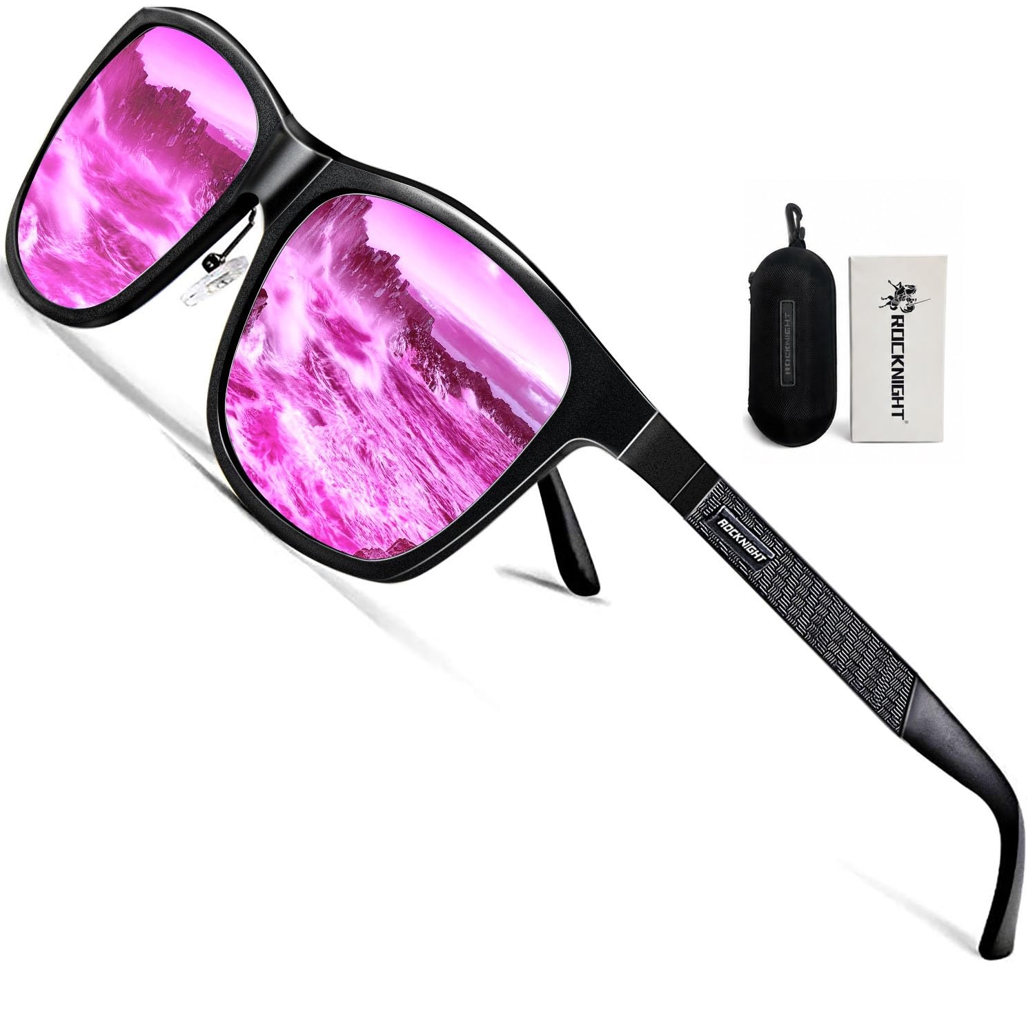 ROCKNIGHT Polarized Sunglasses for Men Outdoor Use Square UV400 Al-Mg Frame