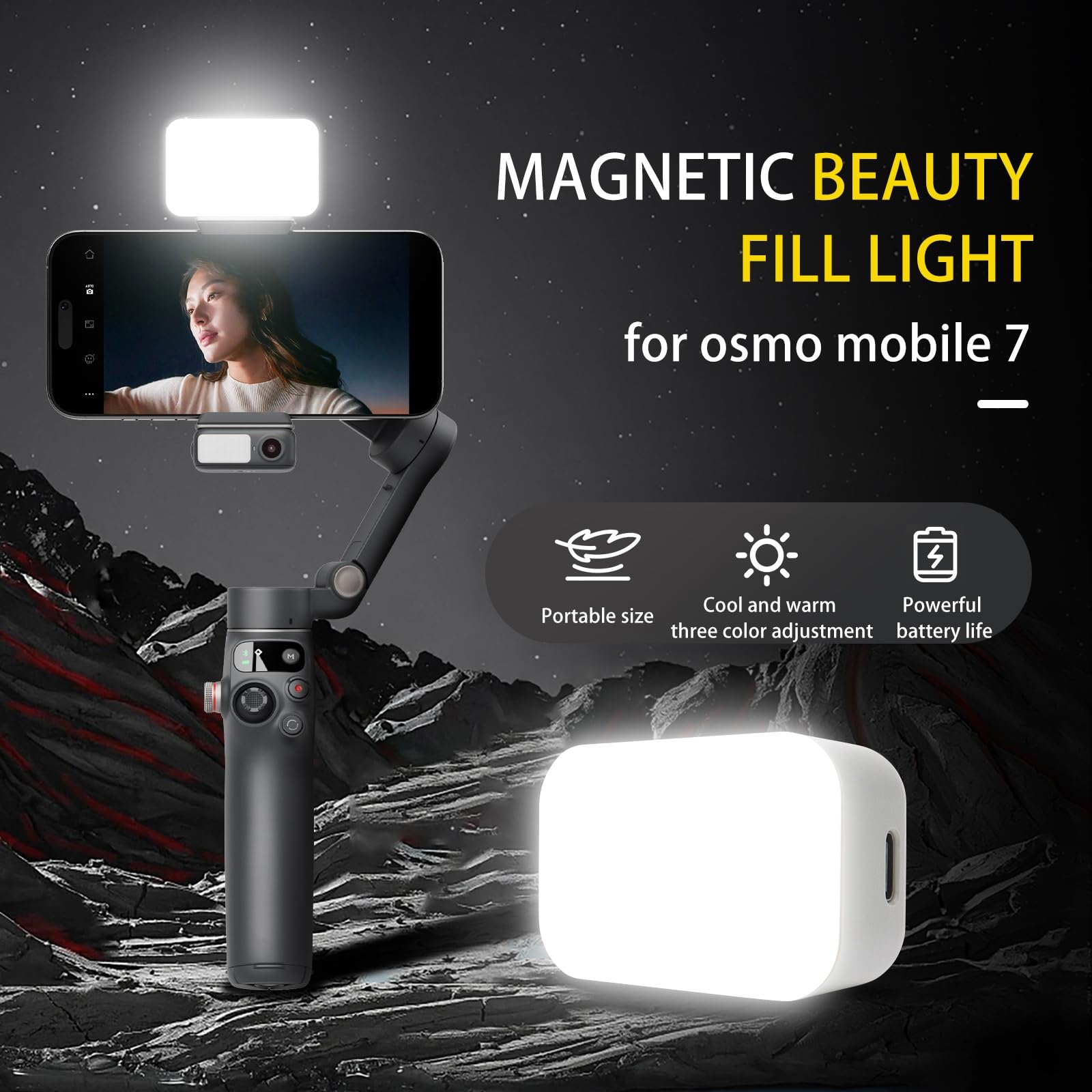 Riempi Il Kit Di Luce Per DJI Osmo Mobile 7/7P/6/5 - Temperature Di Luce A LED Mini Magnetic
