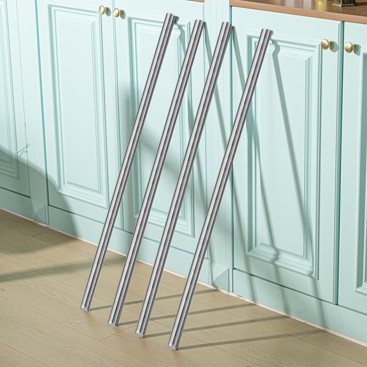 Blulu 4 Pcs 3/4"-10 Fully Threaded Rod, 36" Length, 304 Stainless Steel Long Threaded Screw, Right Hand Threads