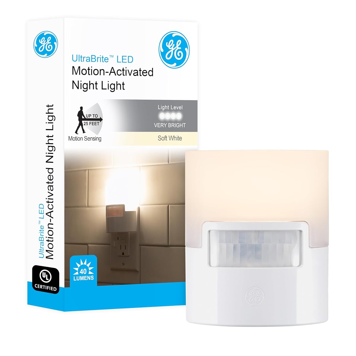 Ge Led Motion Sensor Night Light - 40 Lumens, Soft White, Plug-In,