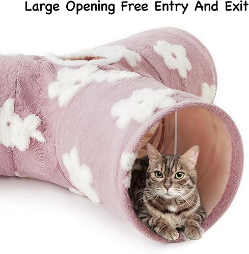 Vista 44 de Tempcore - Túnel para gatos con forma de tubo plegable de 3 vías, para interiores, juguete con forma de bola para mirar, para gato, cachorro, Moneda