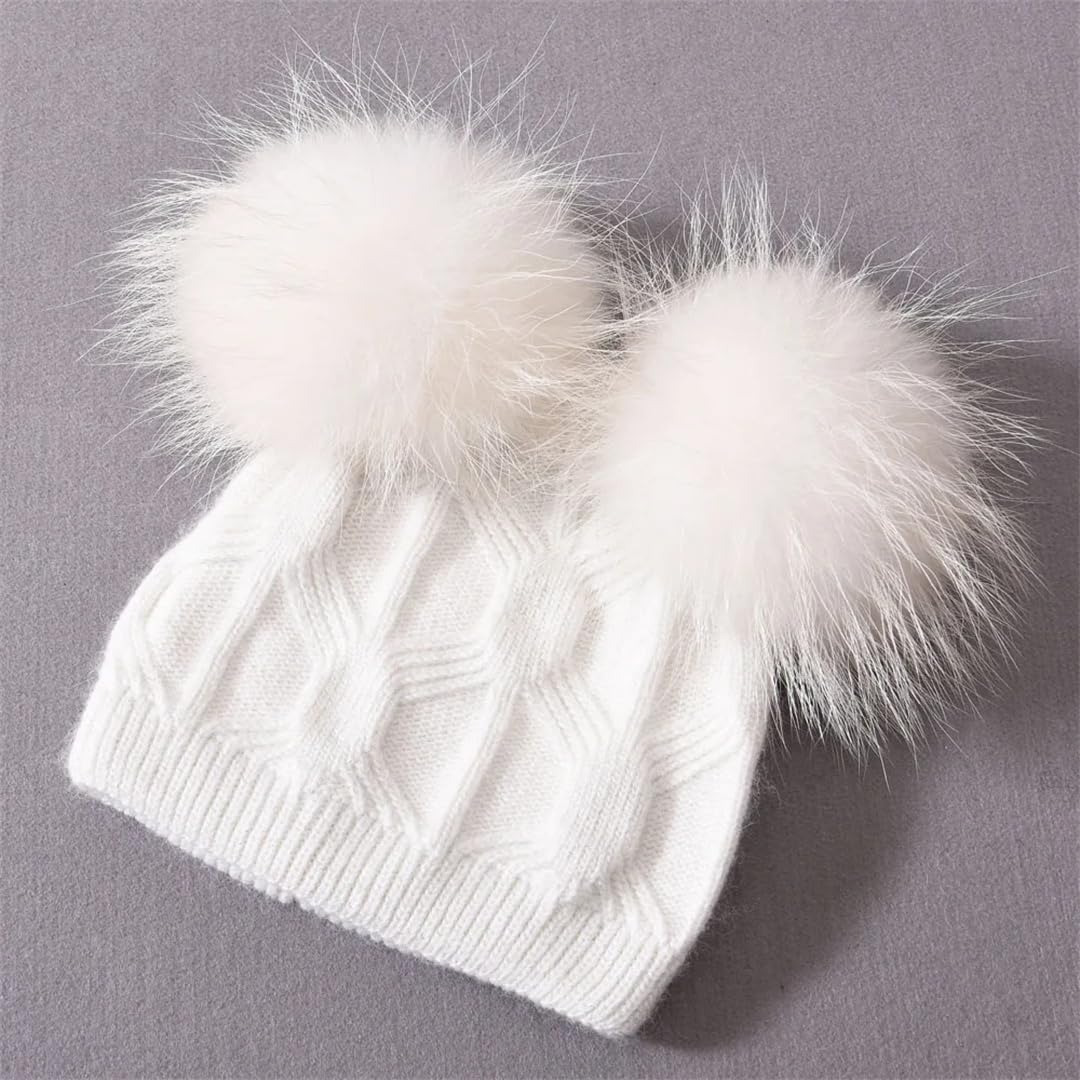 Winter Baby Cute Beanie Hats Thick Warm Double Layer Fluffy Fur Fuzzy Cashmere Knitted Beanies Hats Kids Children