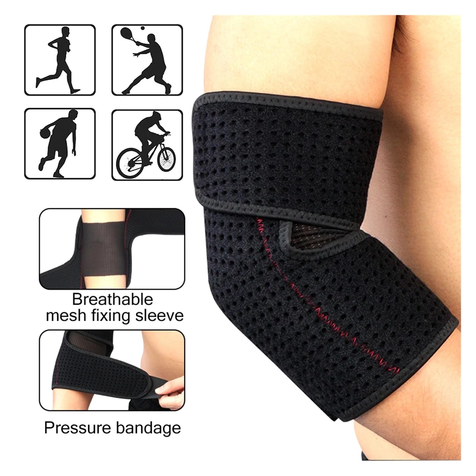 Coudières de sport Adjustable Sports Elbow Bandage Breathable Elbow Pads for Basketball Volleyball Gym Outdoor Sports Safety Arm Sleeve Pads Unisex Manchon de Protection des Coudes(2 Pcs Elbow Support