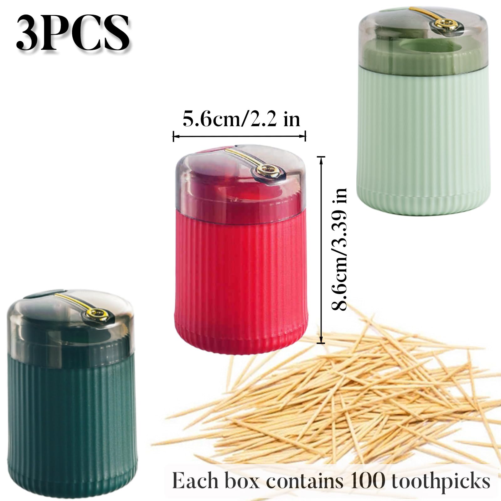 Distributeur Automatique de Cure-Dents Pop-Up Lot de 3 Multicolore