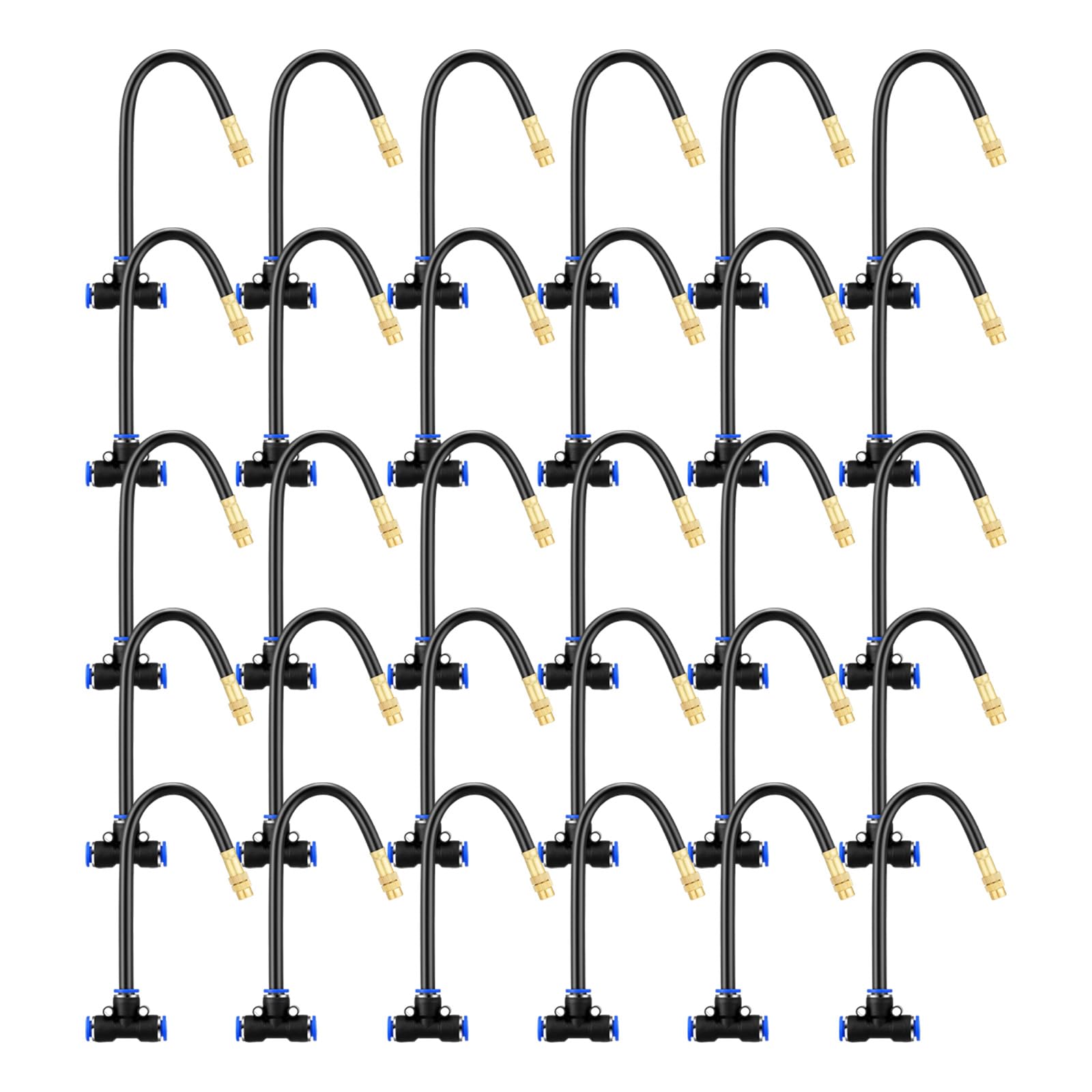30 Pcs Brass Misting Nozzles Tee with 8 Inch Built-in Hose for 8mm Tubing