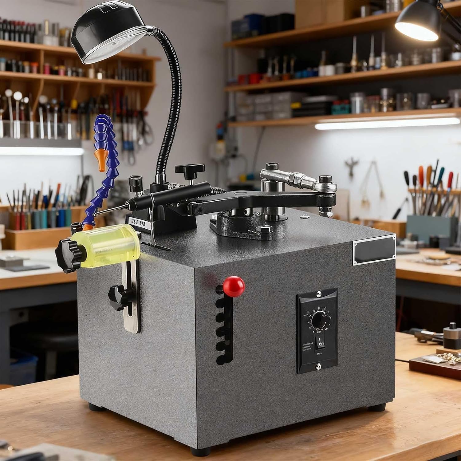 Jewelry Polishing Machine, Electric Gold And Silver Polishing And Grinding Machine, Five-Level Precision Pressure, Up To 450 Rpm, 30w Built-In Led Light, Jewelry Polishing Tool.