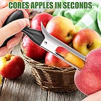 Vista 3 de Descorazonador de manzana, herramienta descorazonadora de manzana de acero inoxidable premium, mango ergonómico resistente, fácil de usar y limpiar
