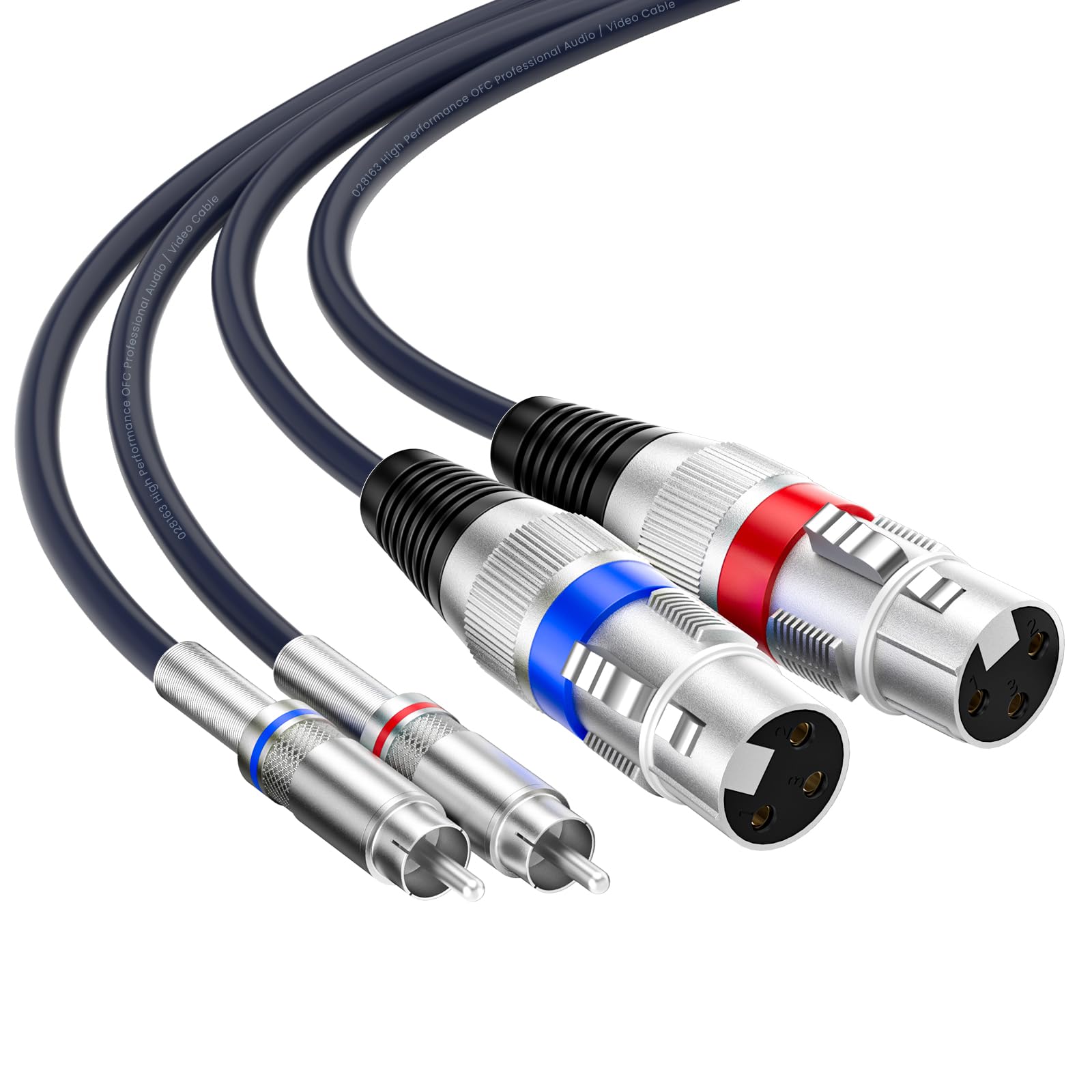 Tisino Doppelte XLR-Buchse auf Cinch-Kabel, Hochleistungskabel, 2 XLR-Buchsen auf 2 Cinch-Stecker, HiFi-Stereo-Audioverbindung, Mikrofonkabel, Drahtkabel- 3m