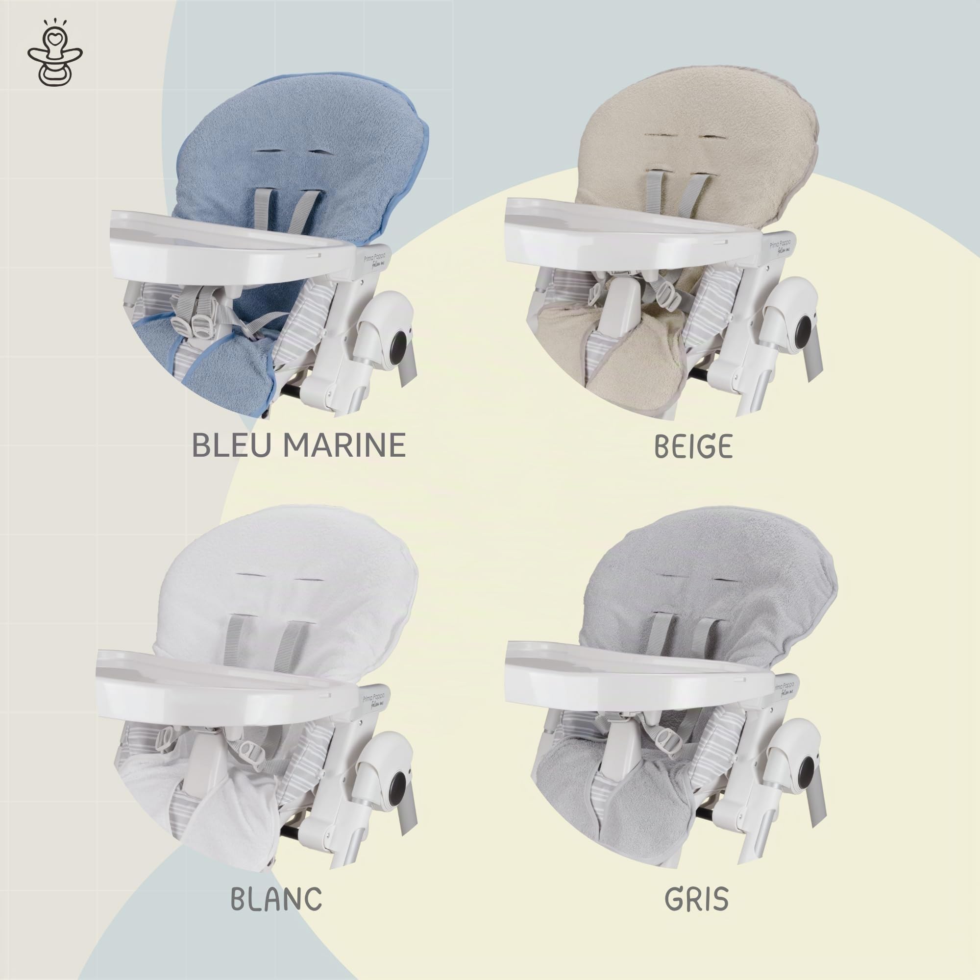 Babysanity Housse de Chaise Haute Universelle en Mousse de Coton Douce Apporte à Votre Chaise Haute une Sensation de Sécheresse et de Fraîcheur 100% Fabriqué en Italie (Gris)