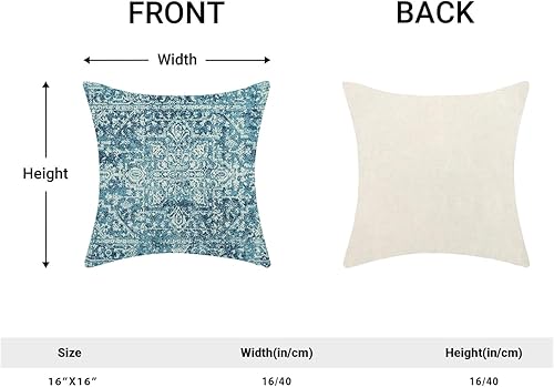 Miniatura 3 de BETGINY Fundas de almohada bohemias de 16 x 16 pulgadas, diseño étnico verde azulado para exteriores, fundas de cojín decorativas para sofá, funda