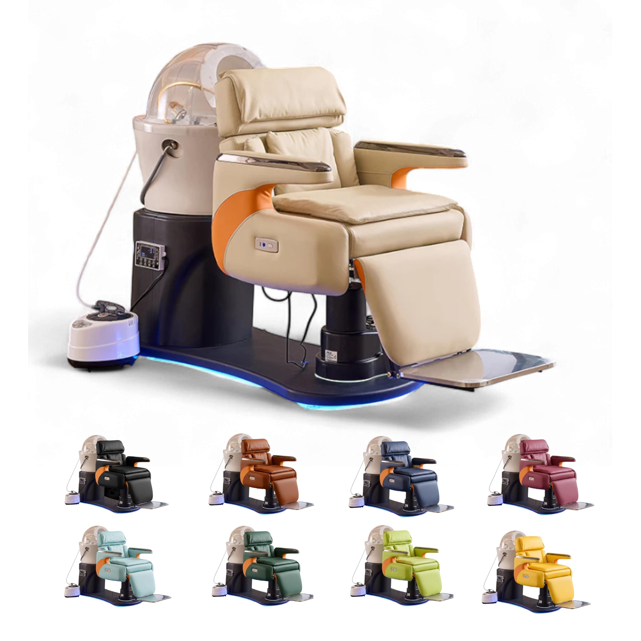 Fauteuil 4 en 1 - Lavage Cheveux, Coloration, Head Spa, Coiffure - Matelas Confort 14cm - Vasque Céramique - Arrivée Eau - Installation Facile - Matériel professionnel – Garantie 1 an