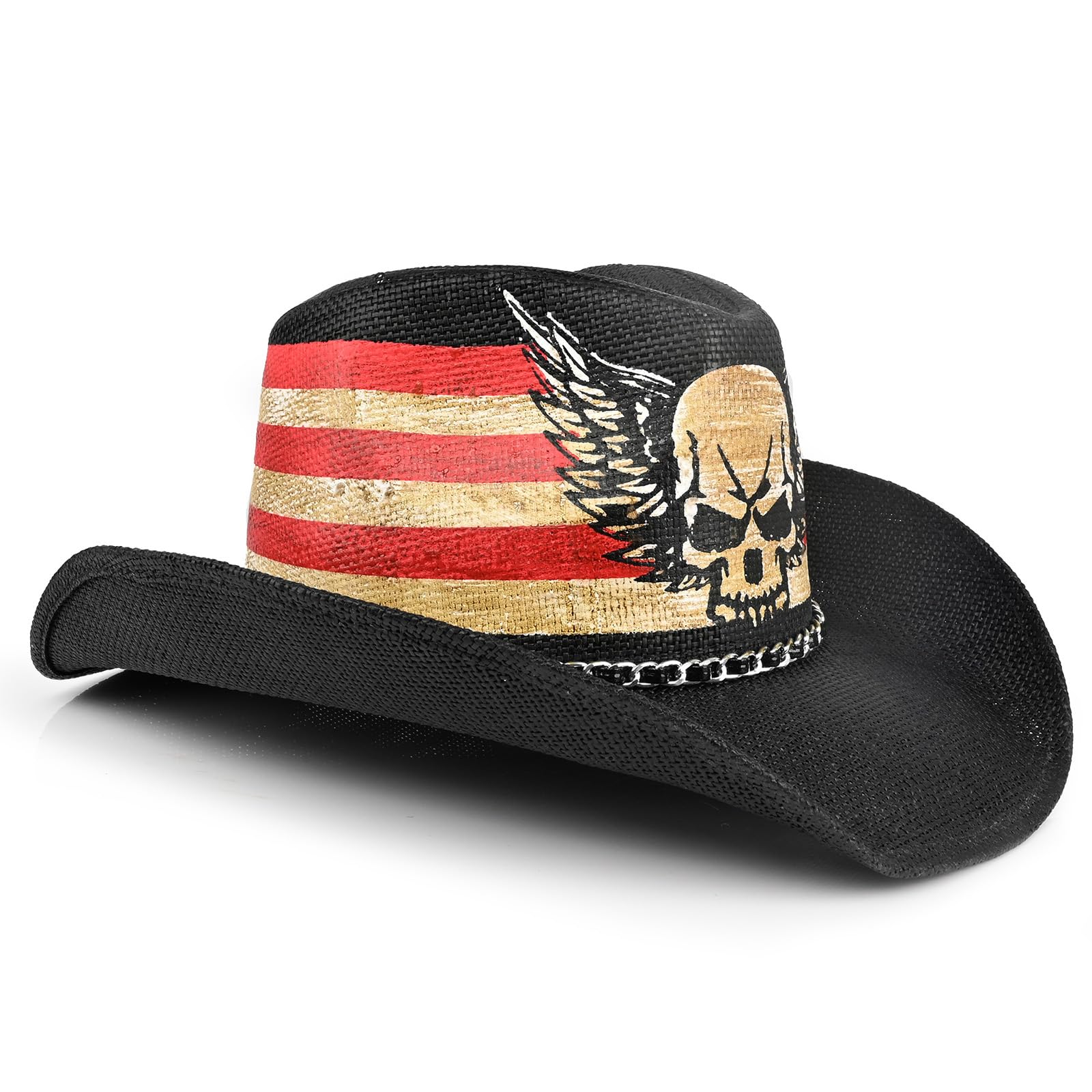 Snapklik.com : Western Rock Style Skull Pattern Cowboy Hat Cowgirl Hat ...
