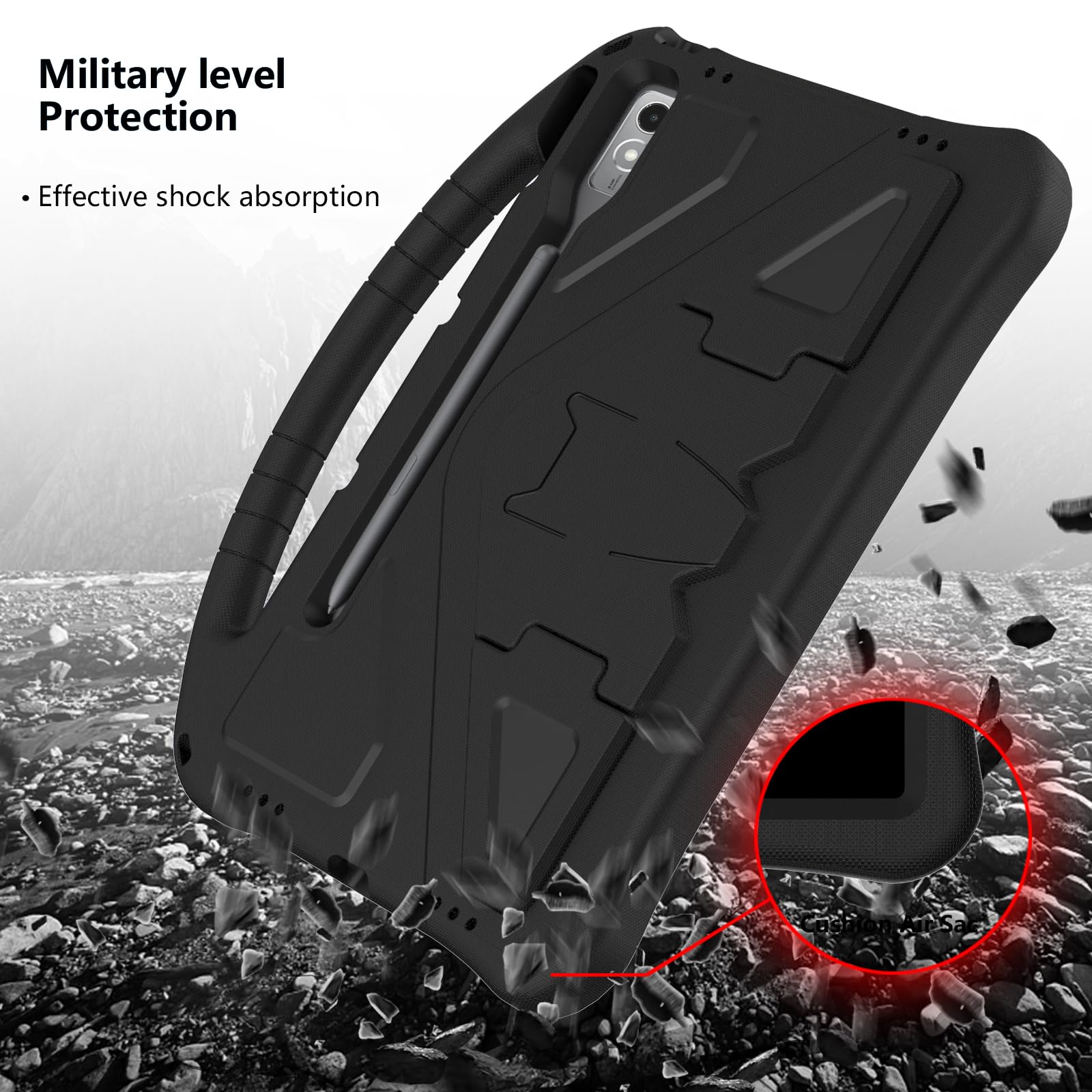Custodia per Lenovo Idea Tab Pro Tablet 12,7 Pollici, Cover Antiurto con Maniglia Cinghia da Mano, Tracolla Cover Protettiva Bambini per Lenovo Idea Tab Pro Tablet 12,7 Pollici, Nero