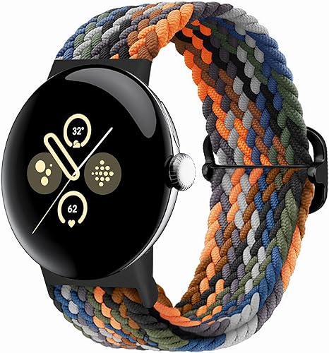 Paquete de 2 correas trenzadas Solo Loop compatibles con Google Pixel Watch 2Pixel Watch, correas elásticas ajustables de nailon elástico con Paquete de 2 correas trenzadas Solo Loop compatibles con Google Pixel Watch 2Pixel Watch, correas elásticas ajustables de nailon elástico con