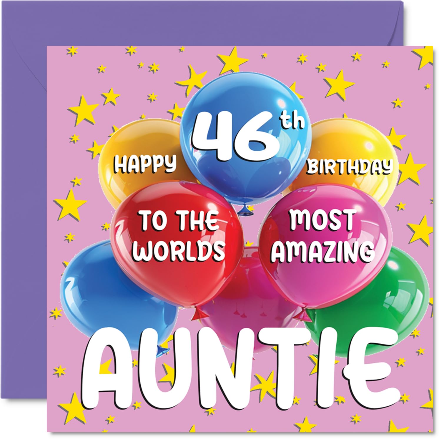 46th Auntie Birthday Card -World's Most Amazing Auntie - Happy 46th Birthday Card from Nephew Niece, 145mm Age 46 Greeting Cards for Aunt Aunty