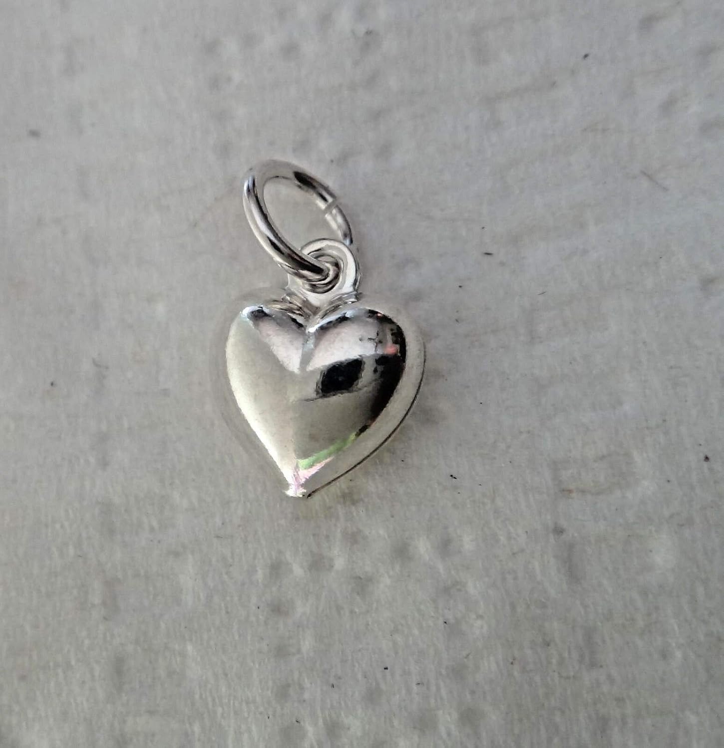 Tiny 7x8mm Sterling Silver Hollow Puffy Heart Charm ch - Jewelry Making DIY Crafting Charm Beads for Bracelets