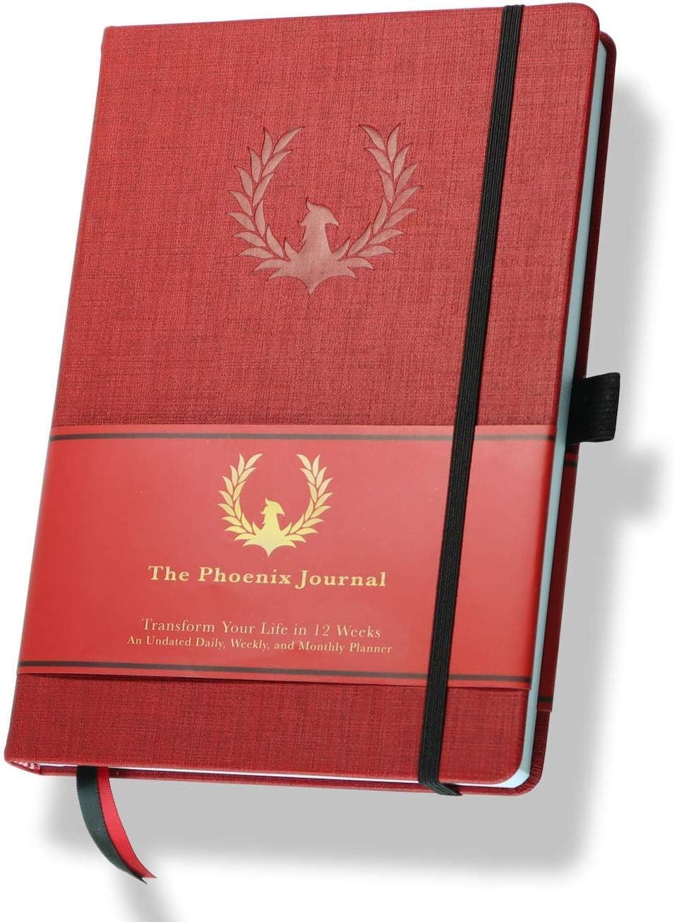 The Phoenix Journal - Quarterly Goal Planner, Daily Planner Journal & Organizer for Goal Setting, Productivity & Focus - Undated 12 Week Planner, Weekly & Monthly Planning, Habit Tracking - Hardcover (Crimson)
