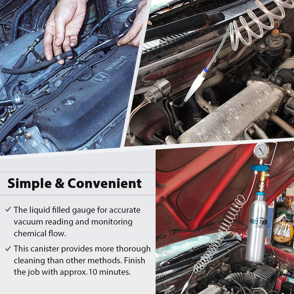 FIRSTINFO A1601 4 In 1 Intake Valve Combustion Chamber Cleaner, Fuel Injection Canister, Vacuum System Pressure Tester Kit