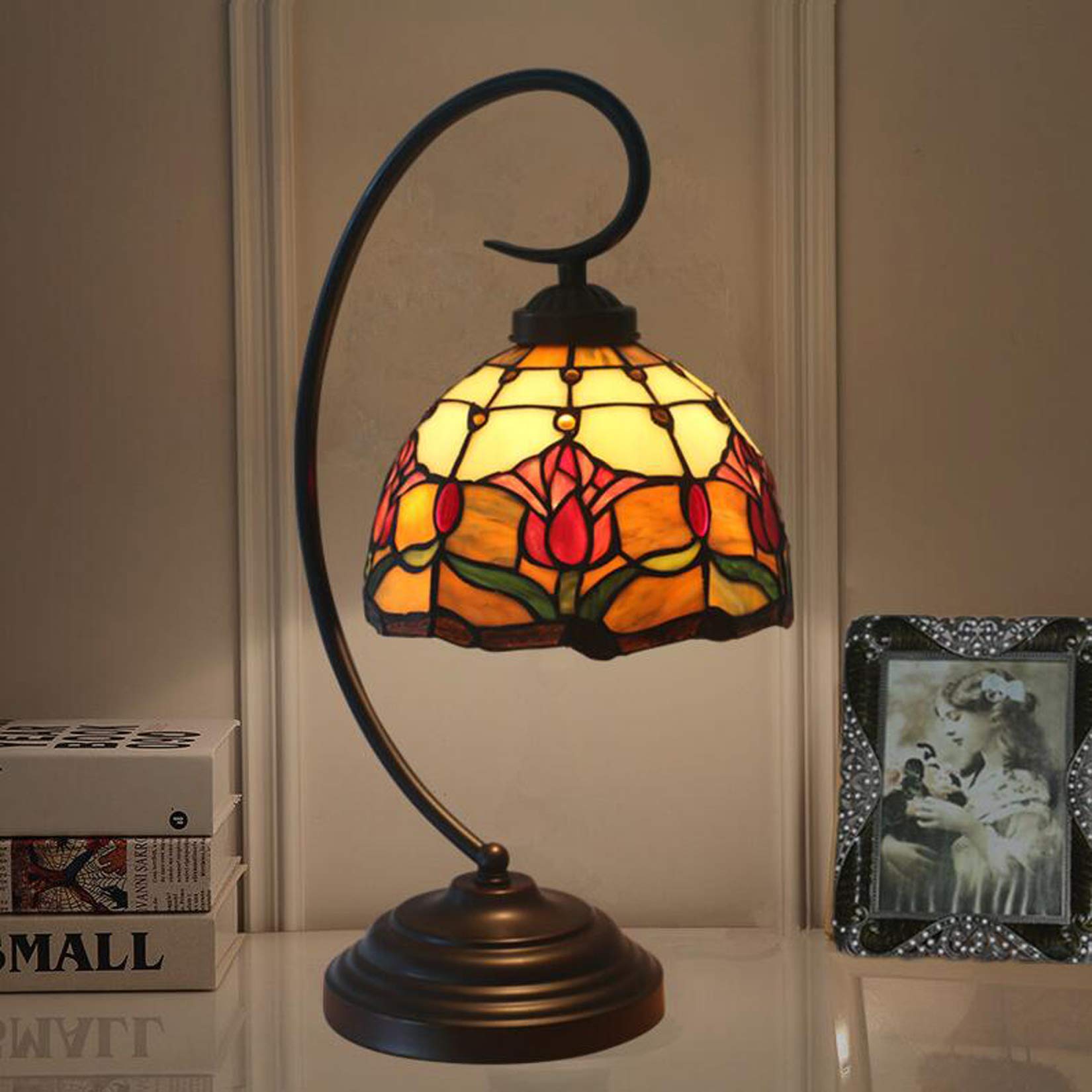 Tulip Pile Lamp in The Tiffany Style Handmade 20 3 Cm Wide Colored Glass Lampshade Retro with Iron — view 5