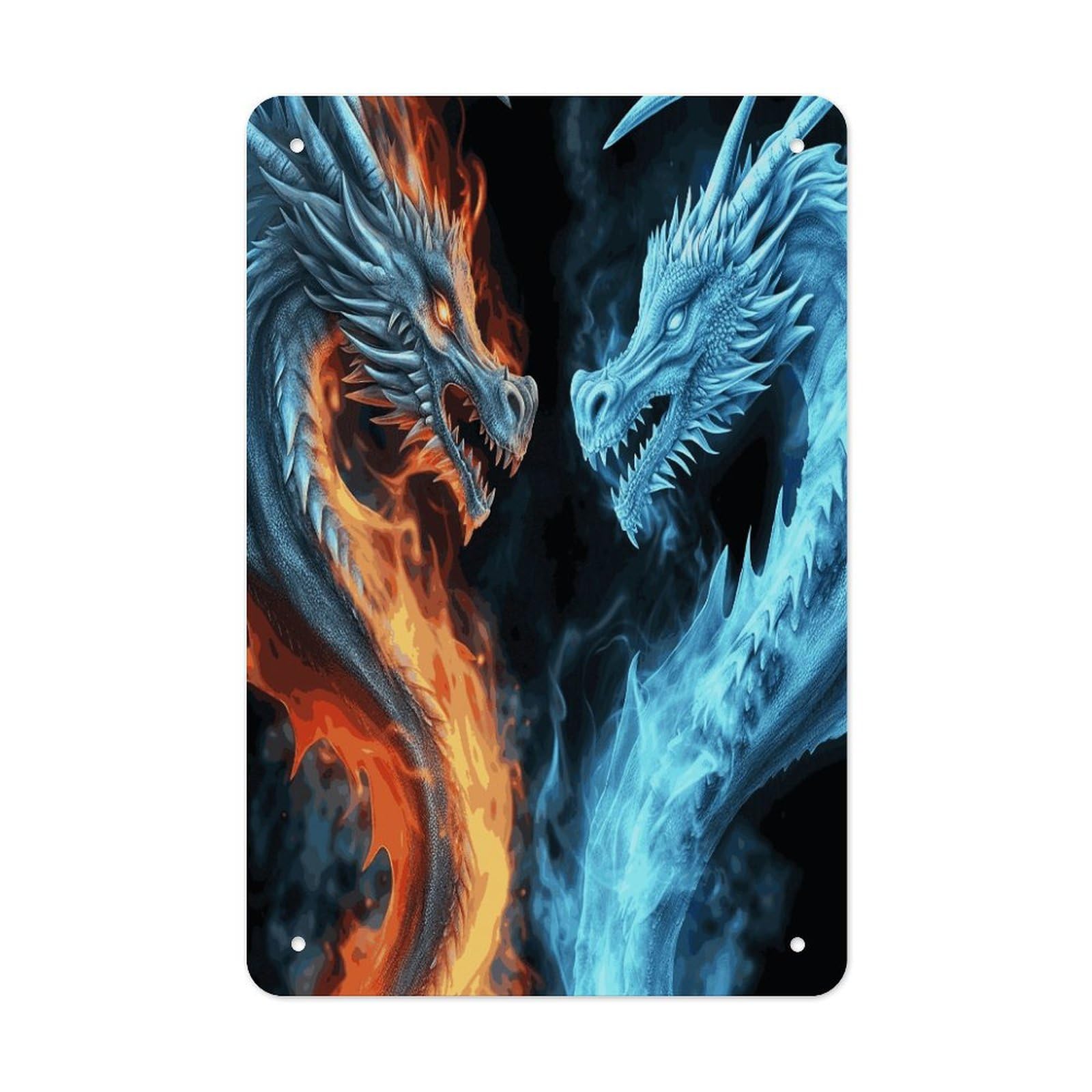 Btcowzrv Style Ice And Fire Dragons Metal Tin Sign Wall Decor Hanging Plaque