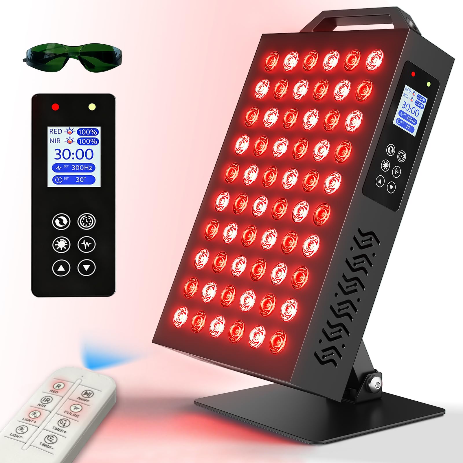 Rotlichtlampe 630/850nm – Dual-Chip, Schmerzlinderung & Anti-Aging | Rotlichtlampe 630/850nm | Dual-Chip 60 LEDs | Schmerzlinderung | Timer + FB | Schutzbrille inkl. | Ganzkörper & Gesicht