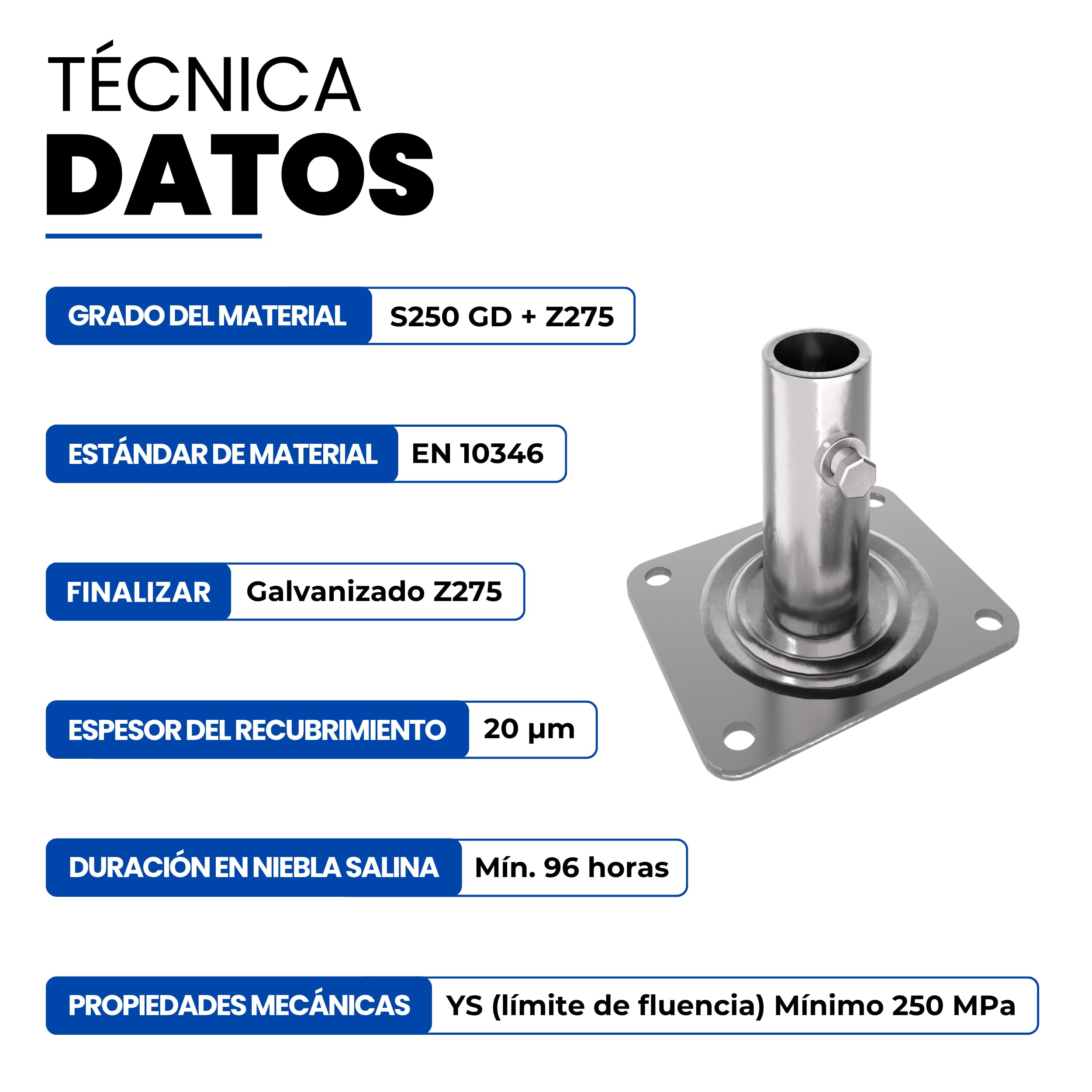 GeZu Impex Andamio Placa Base 135x110x120mm Juego of 16 | Galvanizadas Placas Base Andamios Estilo Baker de Alta Resistencia
