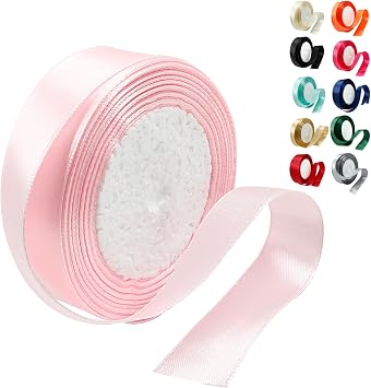 Pink Satin 1 Inch x 25 Yards Ribbon - Wedding & Craft - Silky Polyester Shiny Fabric