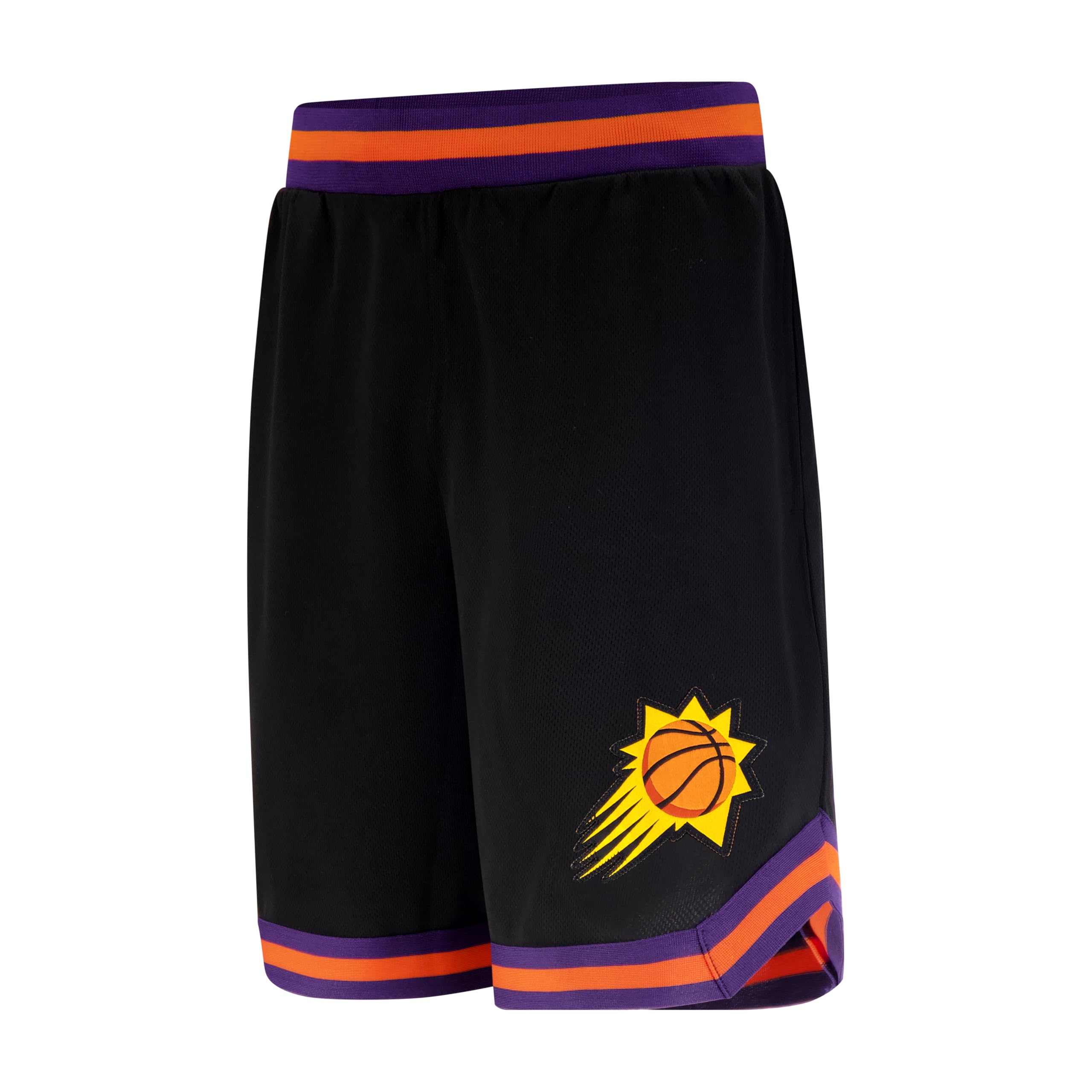 Unk NBA Short de Basket pour Homme GSM3547F avec Logo de l'équipe de la NBA tissé en polymaille, Noir, Taille L