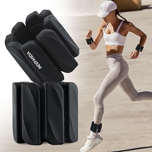 Vista 20 de Pesas de muñeca y tobillo para mujeres y hombres, pares de 2 libras/4 libras, brazaletes ajustables de silicona con peso para entrenamientos