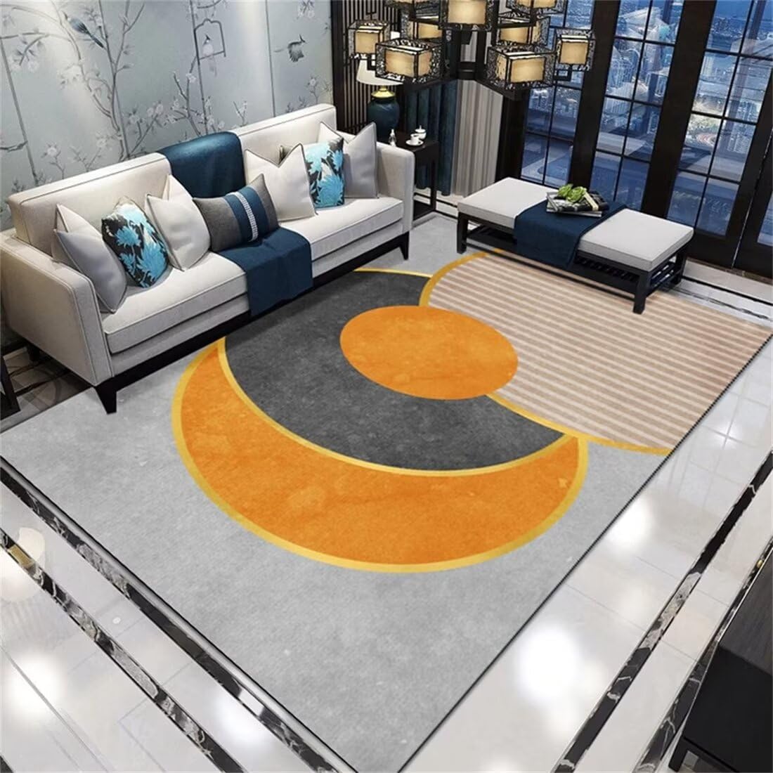 Tapis de jeux bébé orange et gris insonorisant et lavable