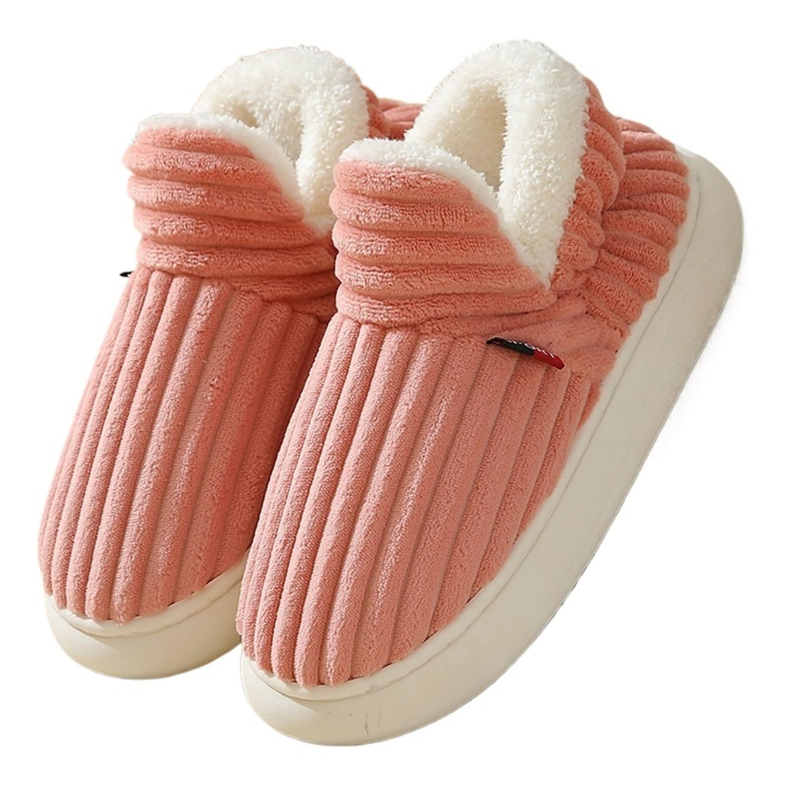 LVCHAO Mens Slippers Winter Men Slippers Short Plush Men Cotton Boots Indoor Fluffy House Slippers Men Casual Shoes(Pink,46-47)