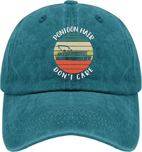 Cap Pontoon Hair Don't Care Baseball Caps, Vintage Dad Hat for Women
