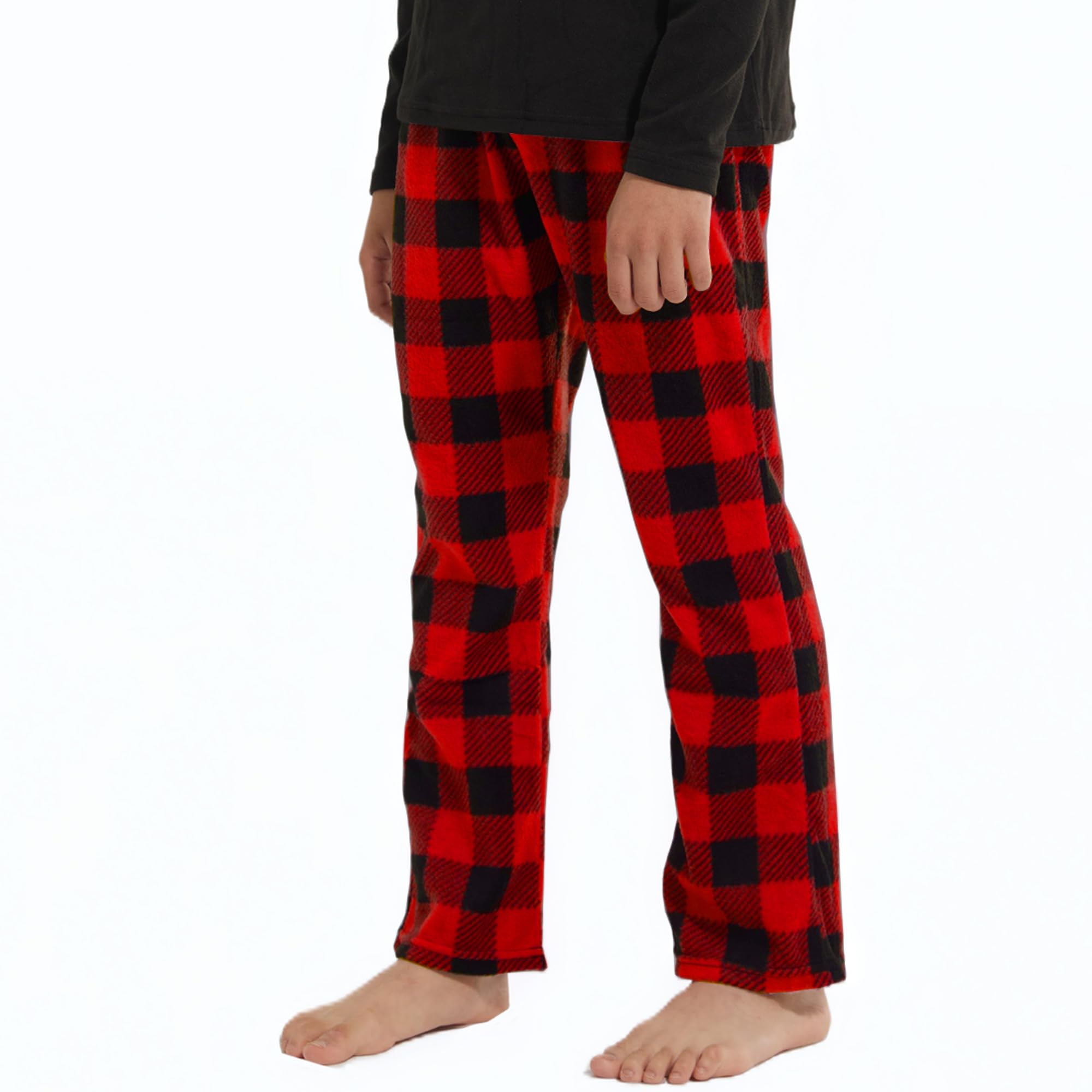 Mädchen Jungen Schlafanzughose Lang Elastische Taille Pyjamahose Kinder Kariert Freizeithose mit 2 Taschen Schlafanzüghosen 7-13 Jahre