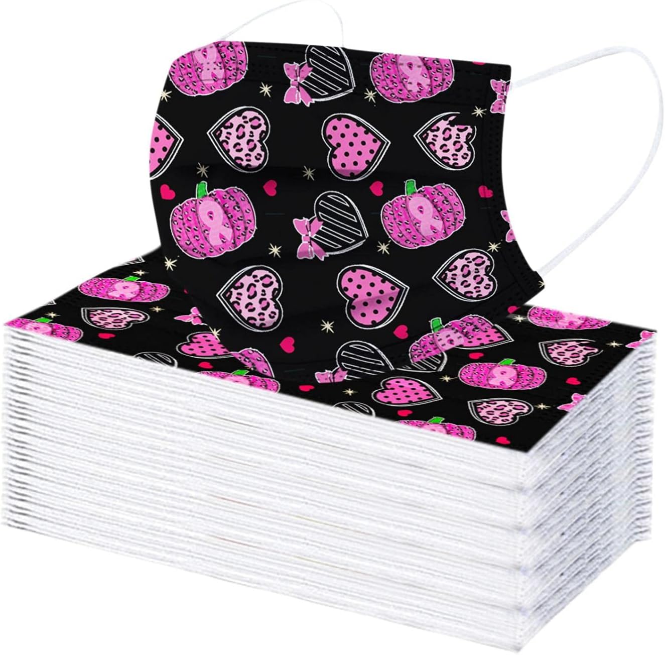 CelendiAdults Disposable_Face_Masks_Breast Cancer Awareness Pink Ribbon_Bandana Breathable Comfort Fabric for Daily Protection