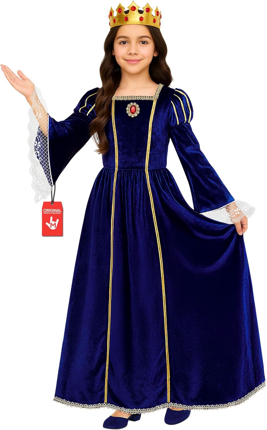 Morph Renaissance Costume Girls, Blue Medieval Princess Dress For Girls,Queen Costume Kids, Girl Halloween Costumes