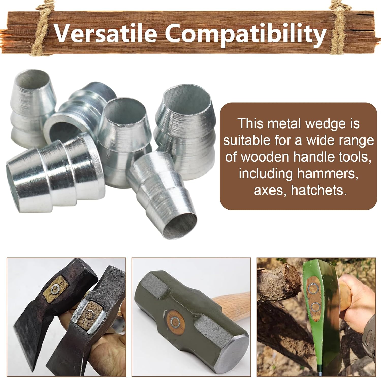 42 PCS Extended Round Axe Handle Wedge Safety Metal Wedge Hammer Handle Wedges Steel Wedge Kit for Axe Hammer Sledge (0.31/0.39/0.47/0.55/0.63/0.71 Inch)