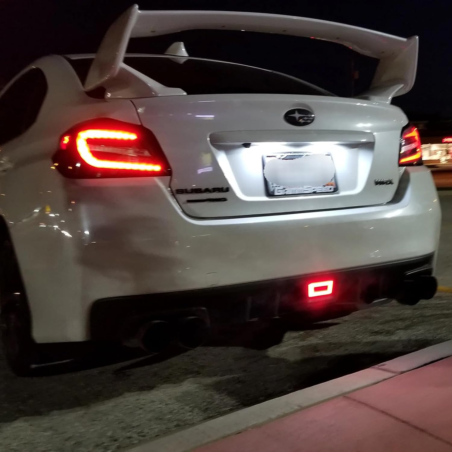 F1 Style Rear Lower Bumper LED Fog Light Brake Backup Reverse Lamp Compatible with 2011+ Subaru WRX STI XV Impreza (Smoked Lens)