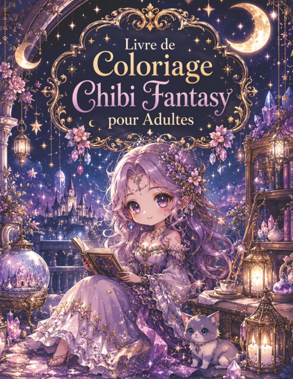Livre de Coloriage Chibi Fantasy pour Adultes: Fées, elfes et palais enchantés – 50 illustrations détaillées pour une détente créative
