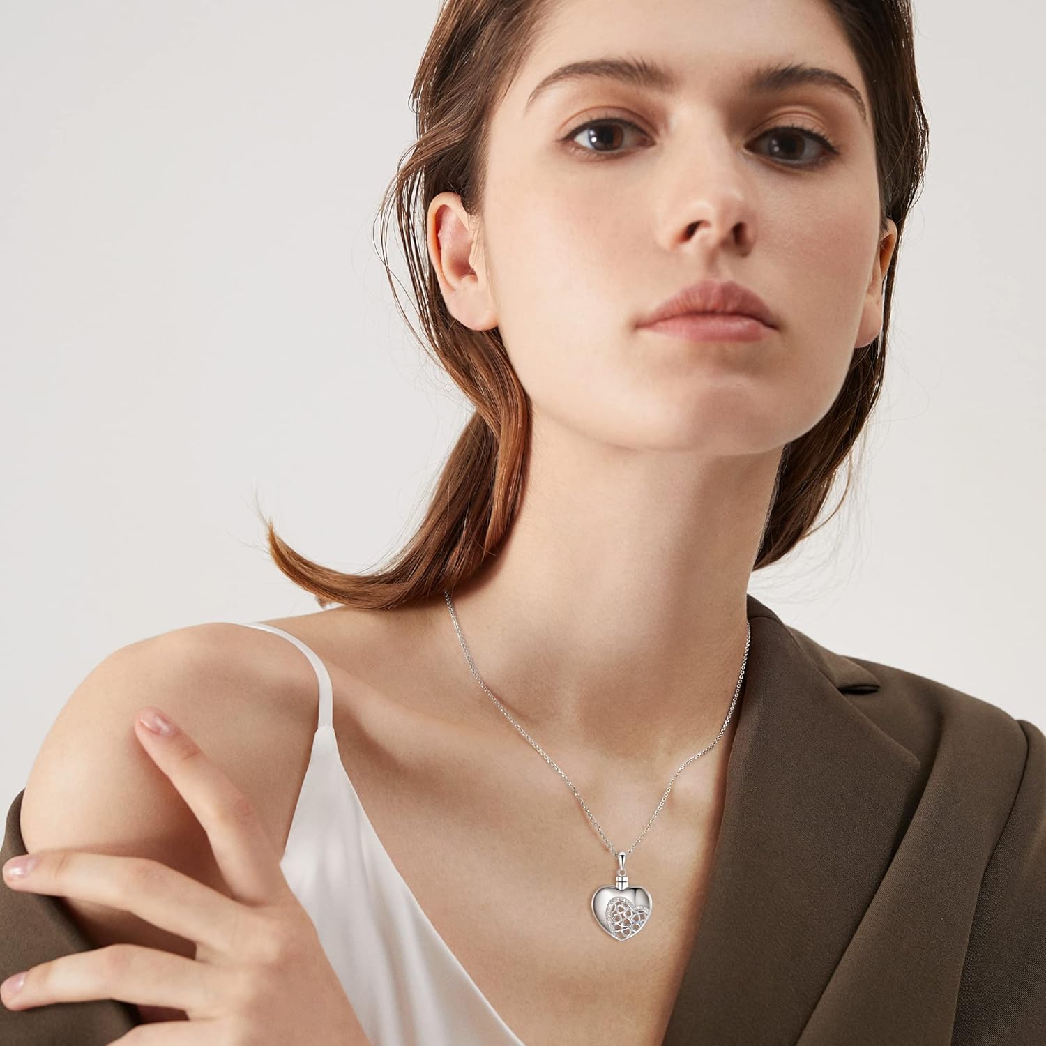 925 Sterling Silver Heart Urn Necklace Simple Blank Always in My Heart Ashes Cremation Jewelry Memorial Keepsake Pendant with Funnel Kit - Image 4