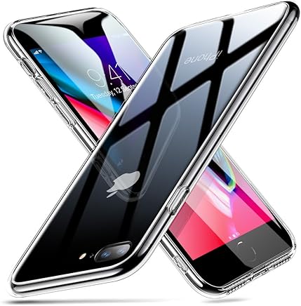 ESR Funda para iPhone 8 Plus/7 Plus,Cristal Templado [Imita la Parte Posterior del Vidrio del iPhone 8 Plus/7 Plus] [Resistente a los Ara?azos] + Borde de Silicona Suave -Transparente
